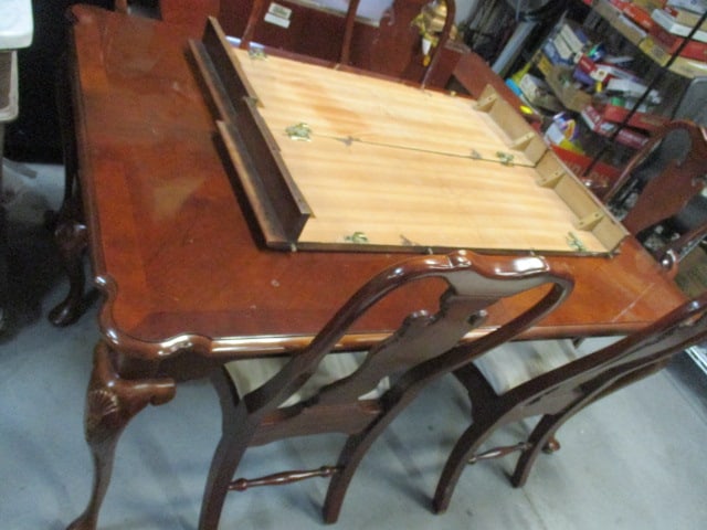 Queen Anne Style with Claw Feet Cherry Square Dining Table and Chairs Set - 2