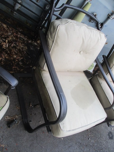 Pair of Agio Black Cast Aluminum Patio Bouncy Chairs with Removable Cushions - 2