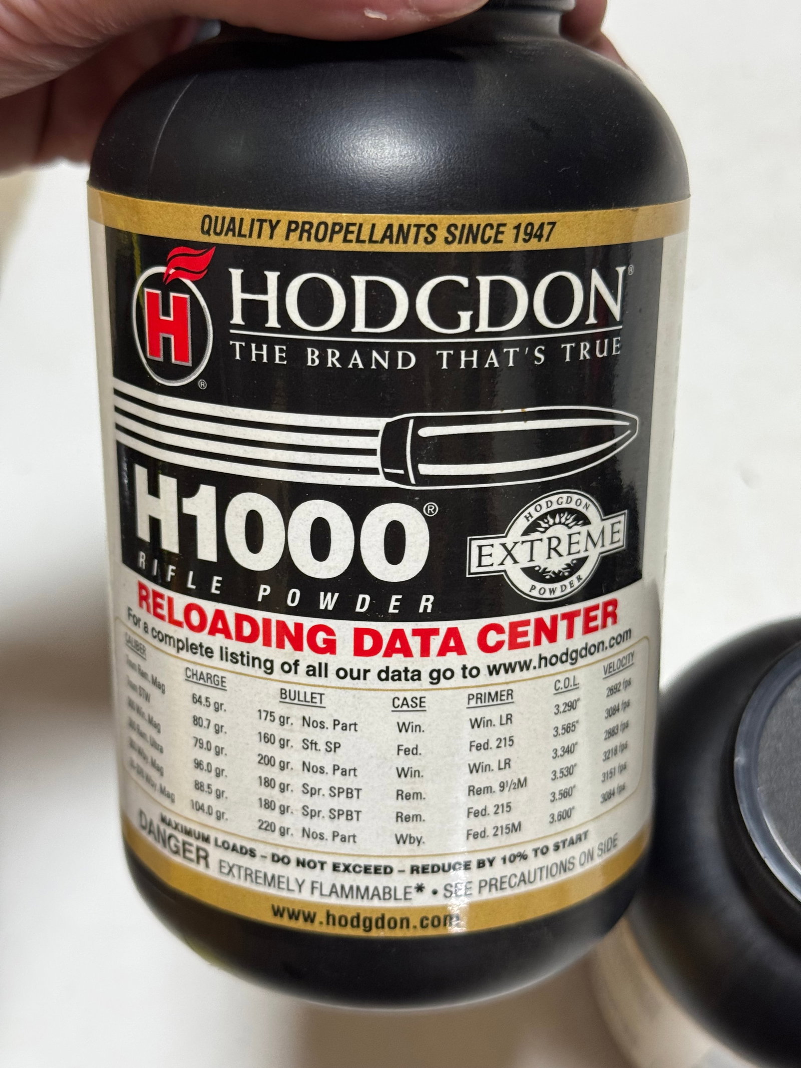 NIB 4.0 Lbs. of Hodgdon H1000 Rifle Powder for Reloading - 2