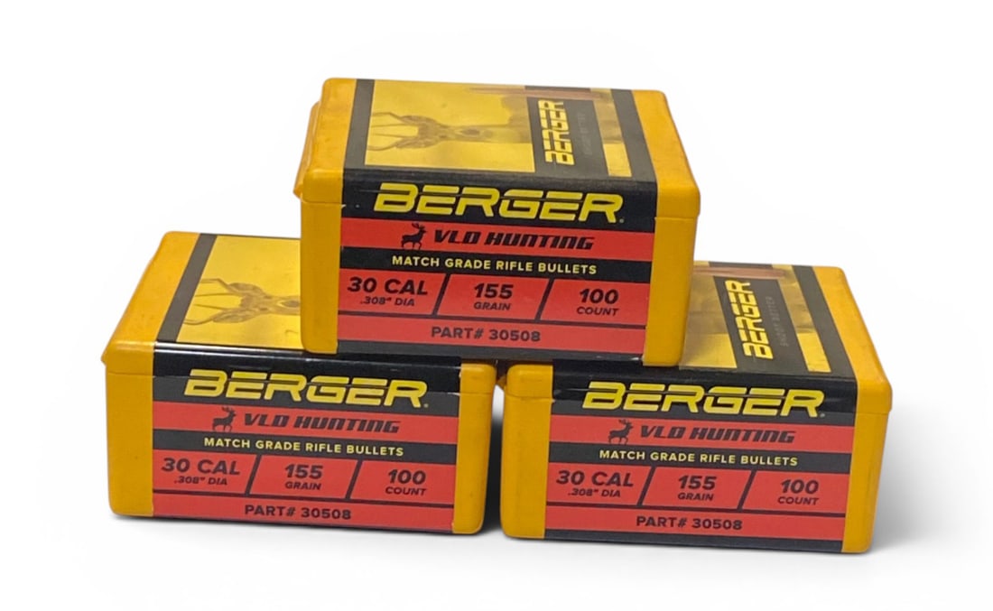 NIB 300qty. Of .30 CAL. 155gr. Berger Match Grade Bullets: See Photo(s)