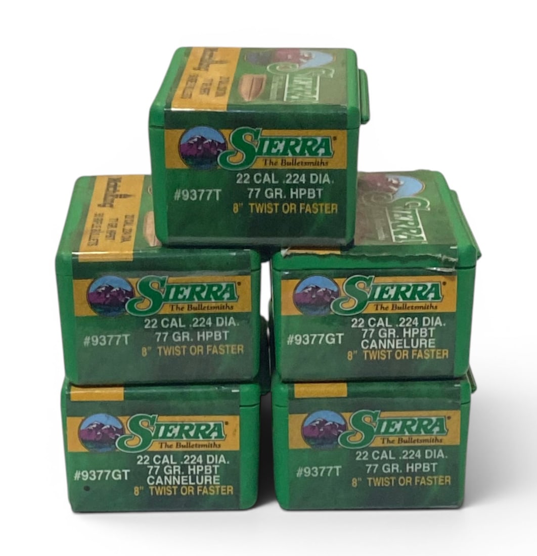 NIB 250qty. Of .22 CAL. 77gr. HPBT Sierra Match King Bullets (1 of 1)