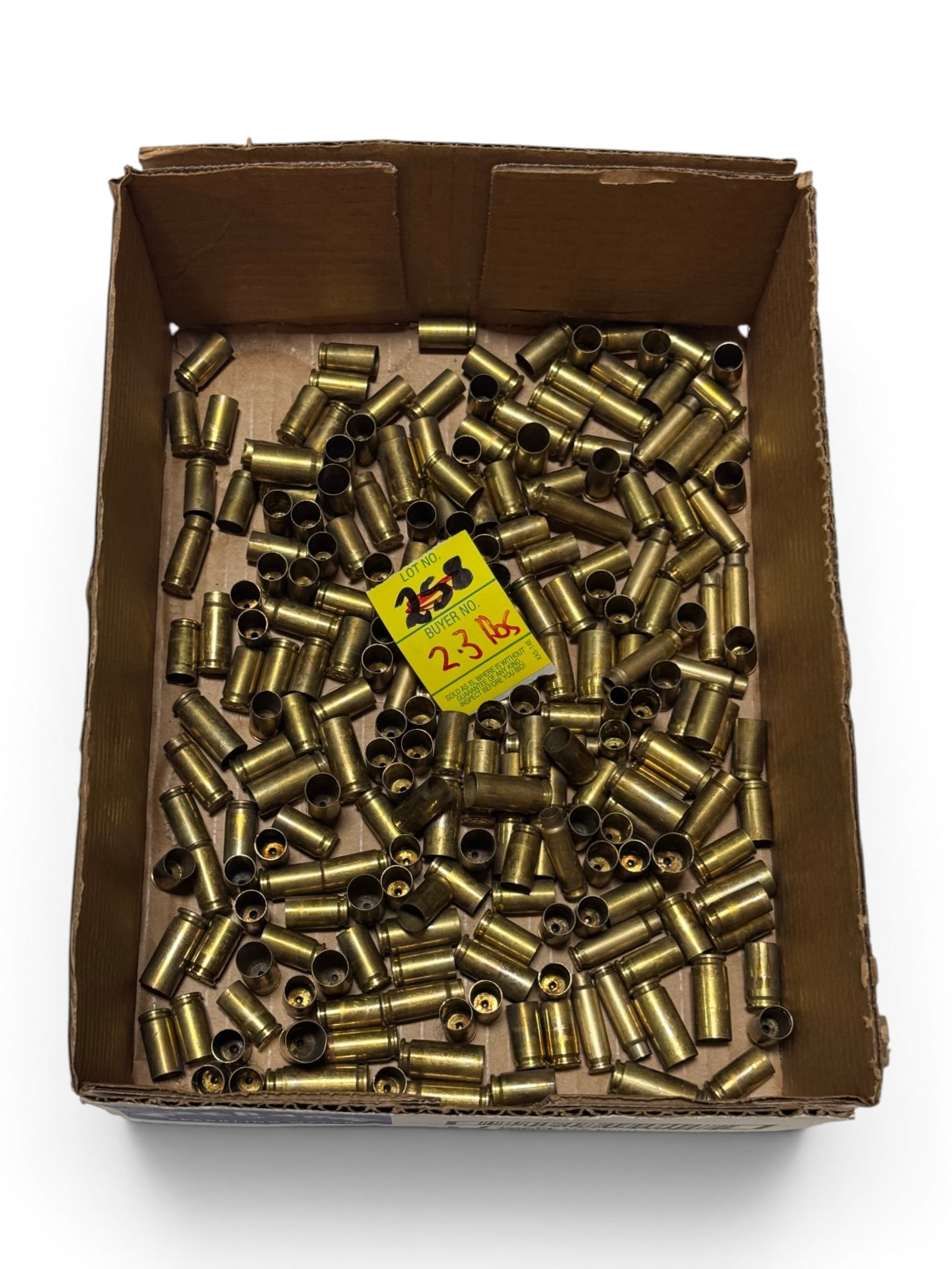 2.3 Lbs. of Various Pistol Brass: Includes 9mm, .45 ACP, .38 SPL., 7.62x25 and more. Lot of good stuff here. See photos. Perfect for the collector of brass