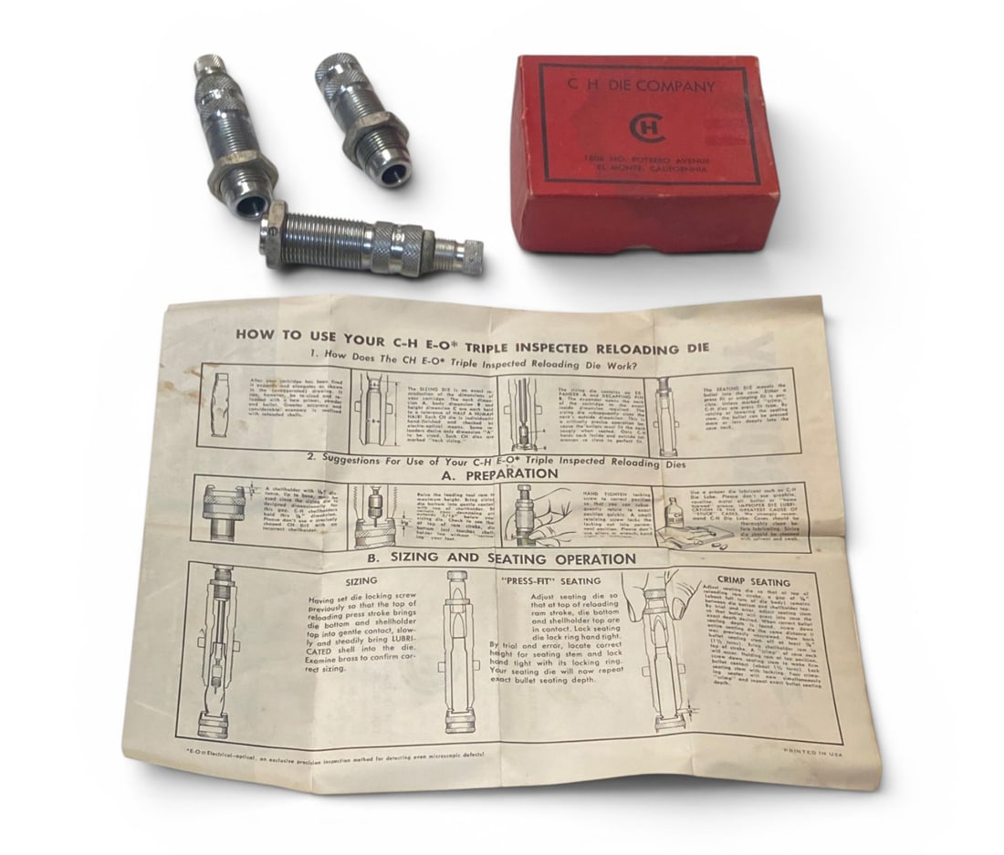 Vintage C.H. Die Company .44 MAGNUM (Semi-WC) 3-Die Set in Original Box for Reloading: See Photo(s)