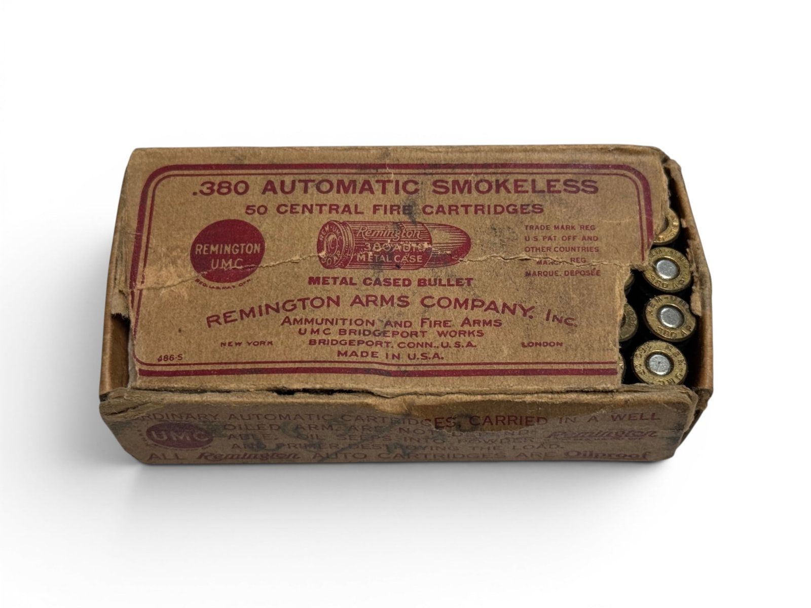 Collectible Box of 34rds. of .380 AUTO Smokeless Remington UMC Central Fire Ammunition (1 of 6)