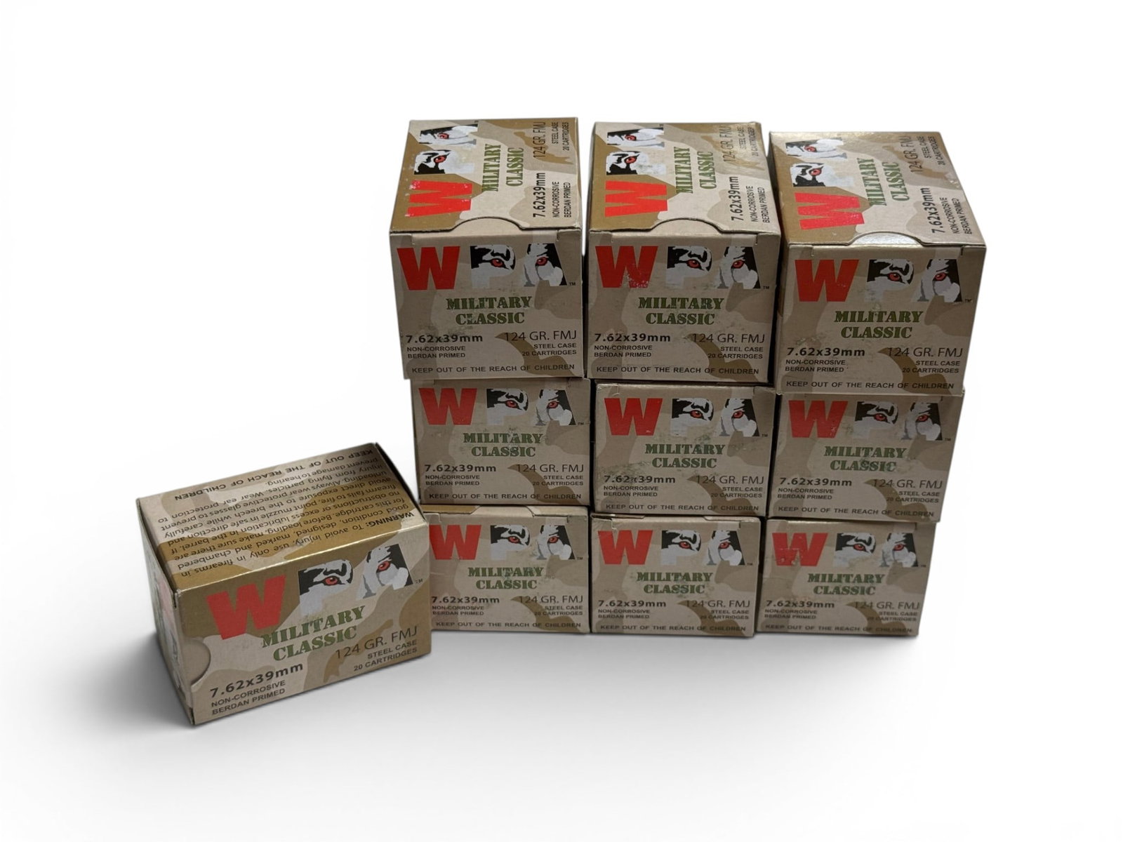 NIB 200rds. of 7.62x39mm 124gr. FMJ WPA Military Classic Ammunition: See Photo(s)