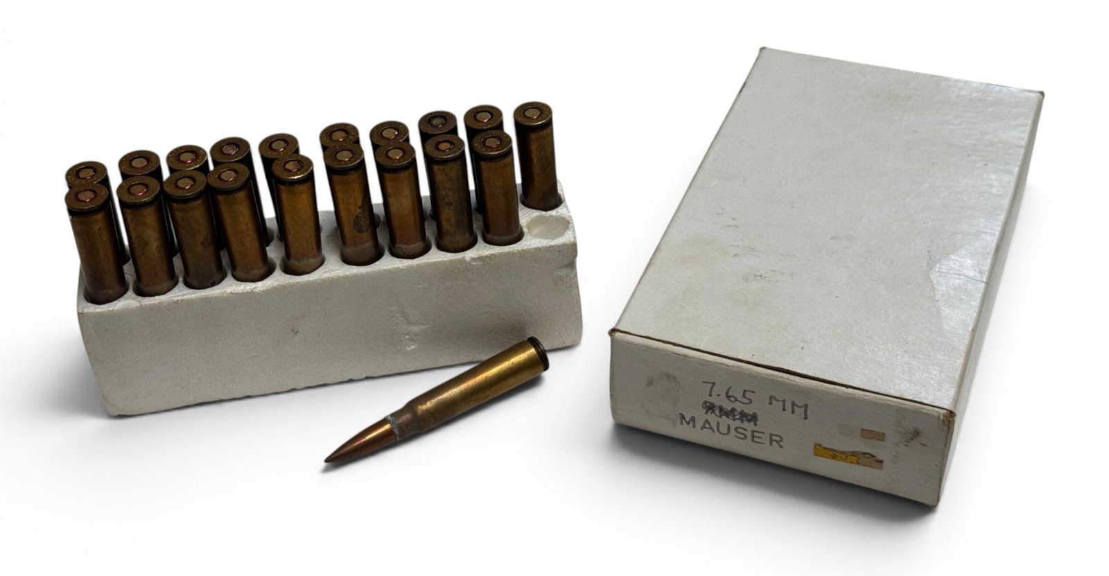 20rds. of 7.65x54 Mauser Factory Ammunition: Some corrosion present. See photos