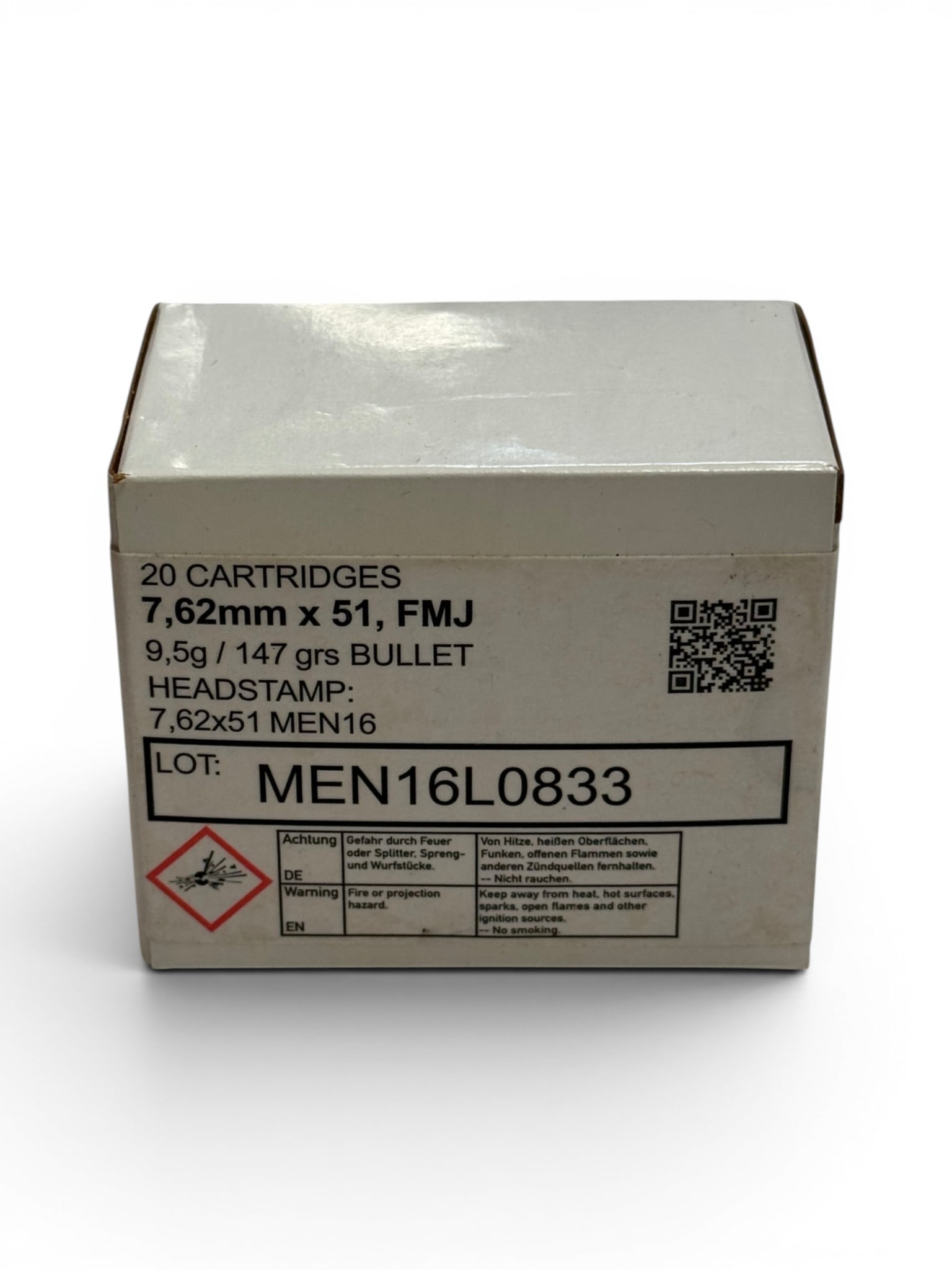 NIB 20rds. of 7.62x51mm 147gr. FMJ MEN Ammunition: Quality, new ammunition