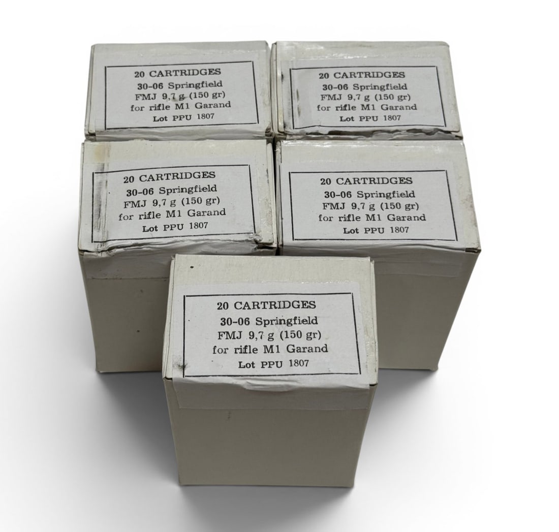 NIB 100rds. of .30-06 SPRG. 150gr. Factory PPU Ammunition for M1 Garand (1 of 4)