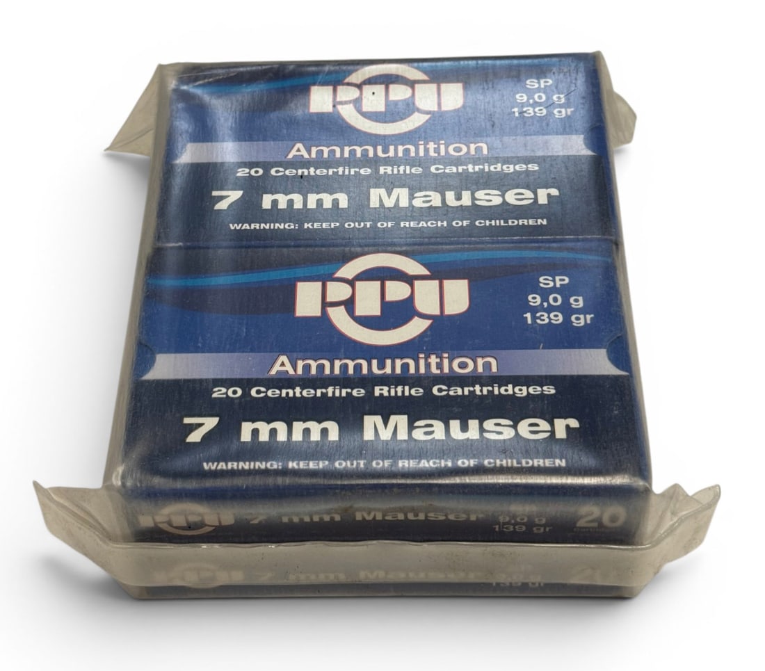 NIB Vacuum Sealed 80rds. of 7mm Mauser 139gr. SP PPU Ammunition (1 of 2)