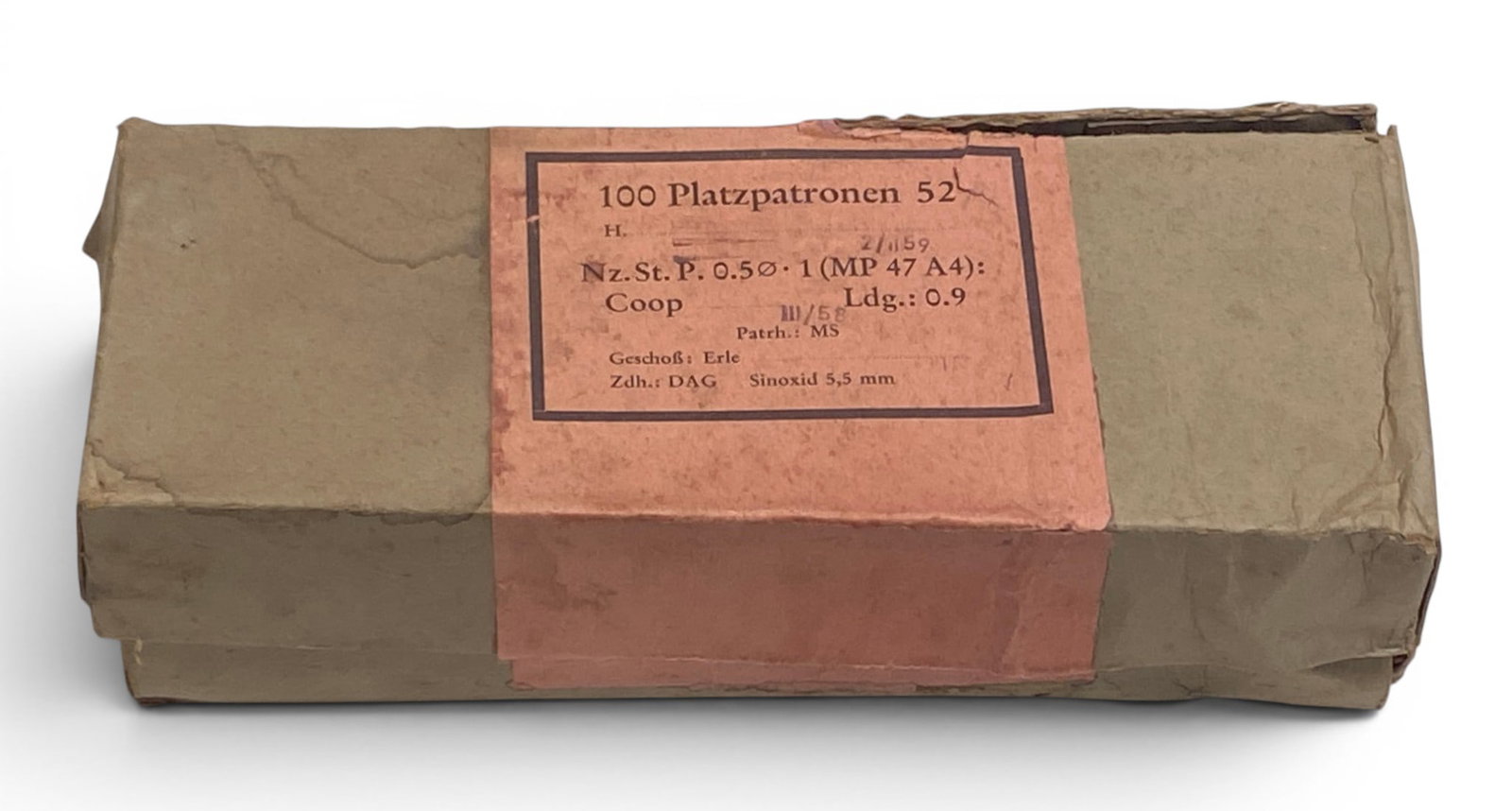 3.0 Lbs. of Collectible Vintage FN 1954 Platzpatronen 52 Factory Training Ammunition: Box appears close to full. See photos for more information