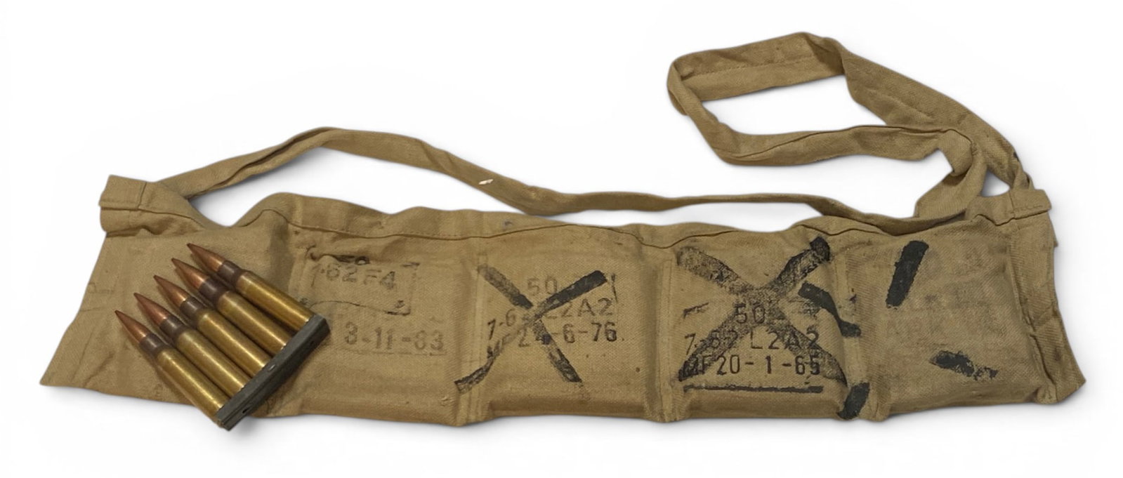 50rds. Of 7.62x51 NATO Ammunition on Stripper Clips in Bandolier: See Photo(s)