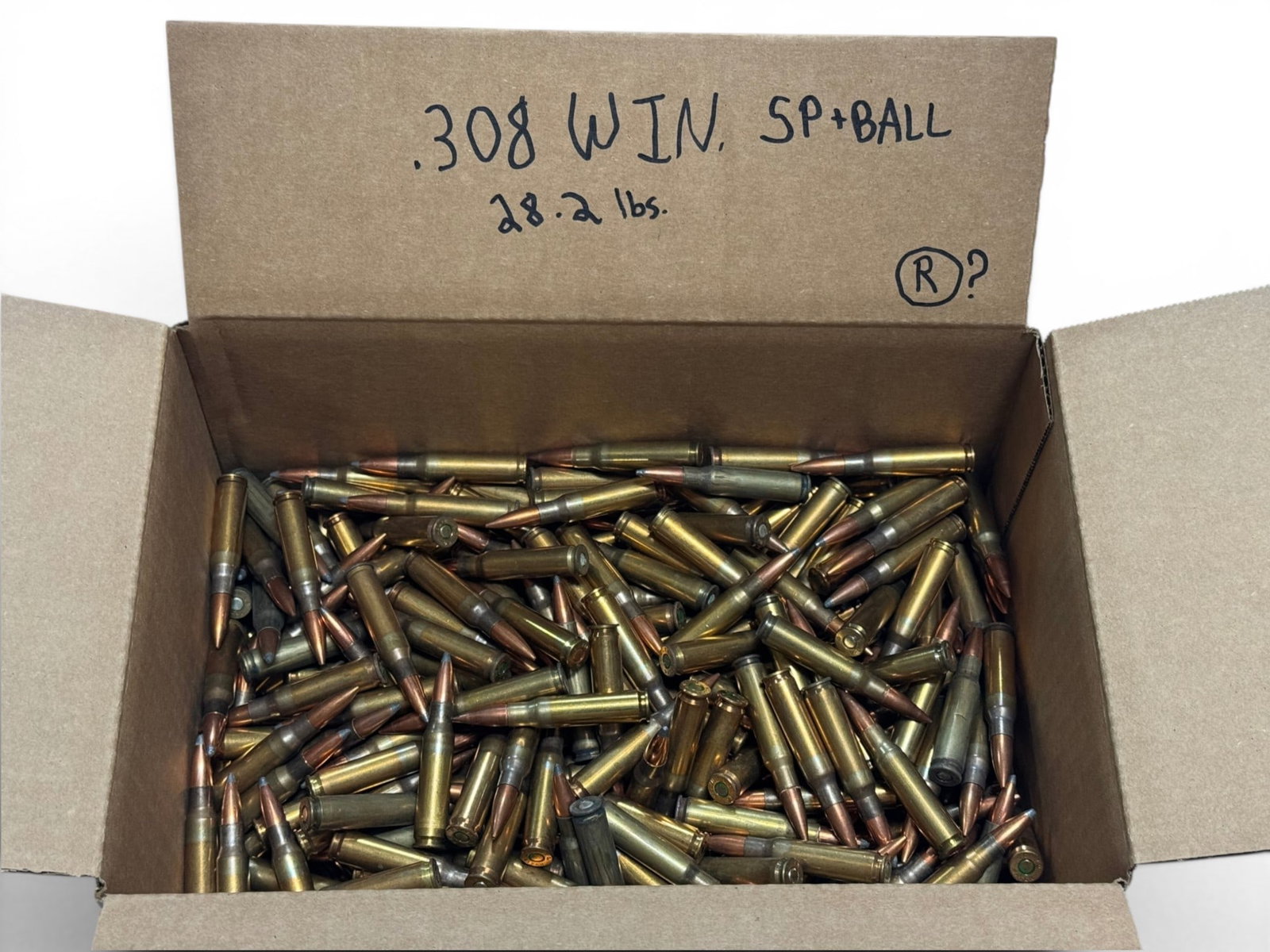 Approx. 28lbs of .308 WIN. SP & BALL Loose Possible Reloaded Ammunition: Possibly reloaded but some appear to be milsurp, look at the pictures and be your own judge. Some are Soft Point, some are Ball. Reloaded was done by a competant reloader.