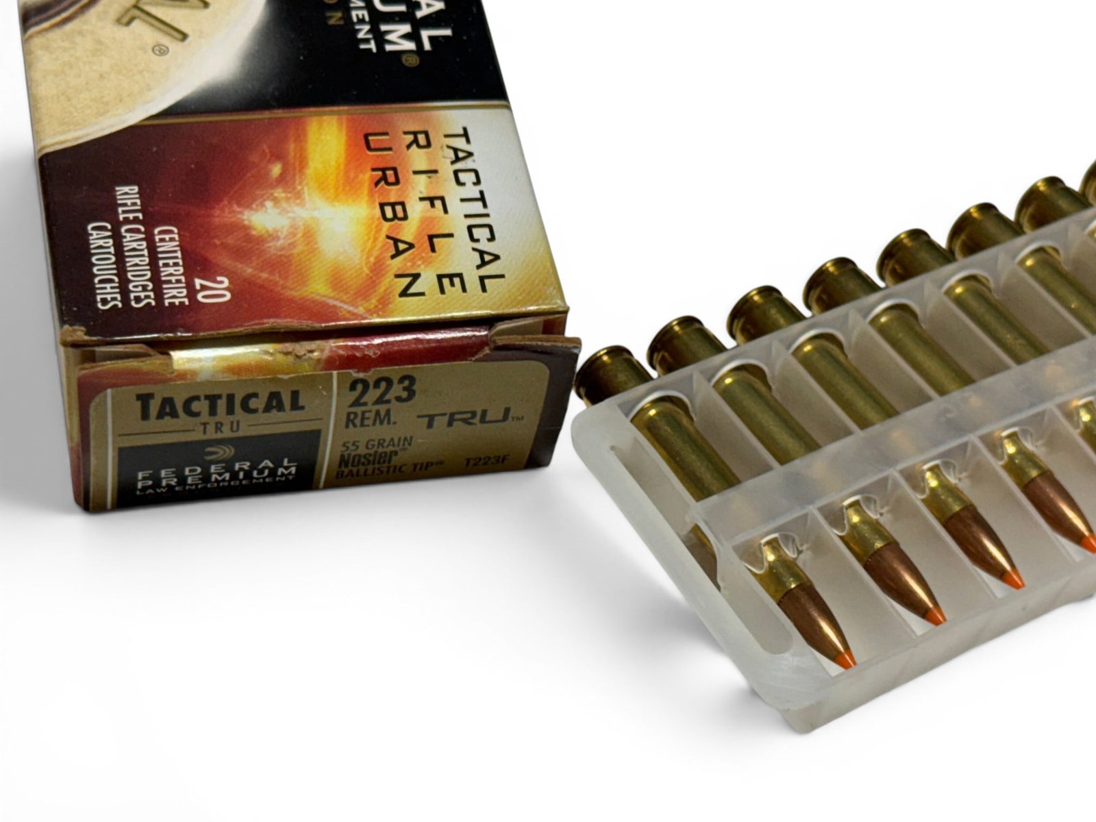 NOS 20rds. Of .223 REM. 55gr. Nosler Ballistic Tip Federal LE Tactical TRU Ammunition - 2