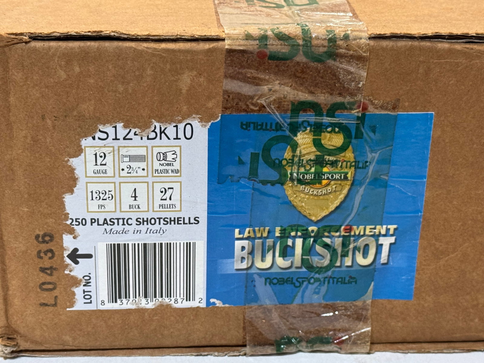 NOS 250rds. Of 12 GA. No. 4 BUCK Nobel Sport Le Buckshot Italian Ammunition in Sealed Case - 2