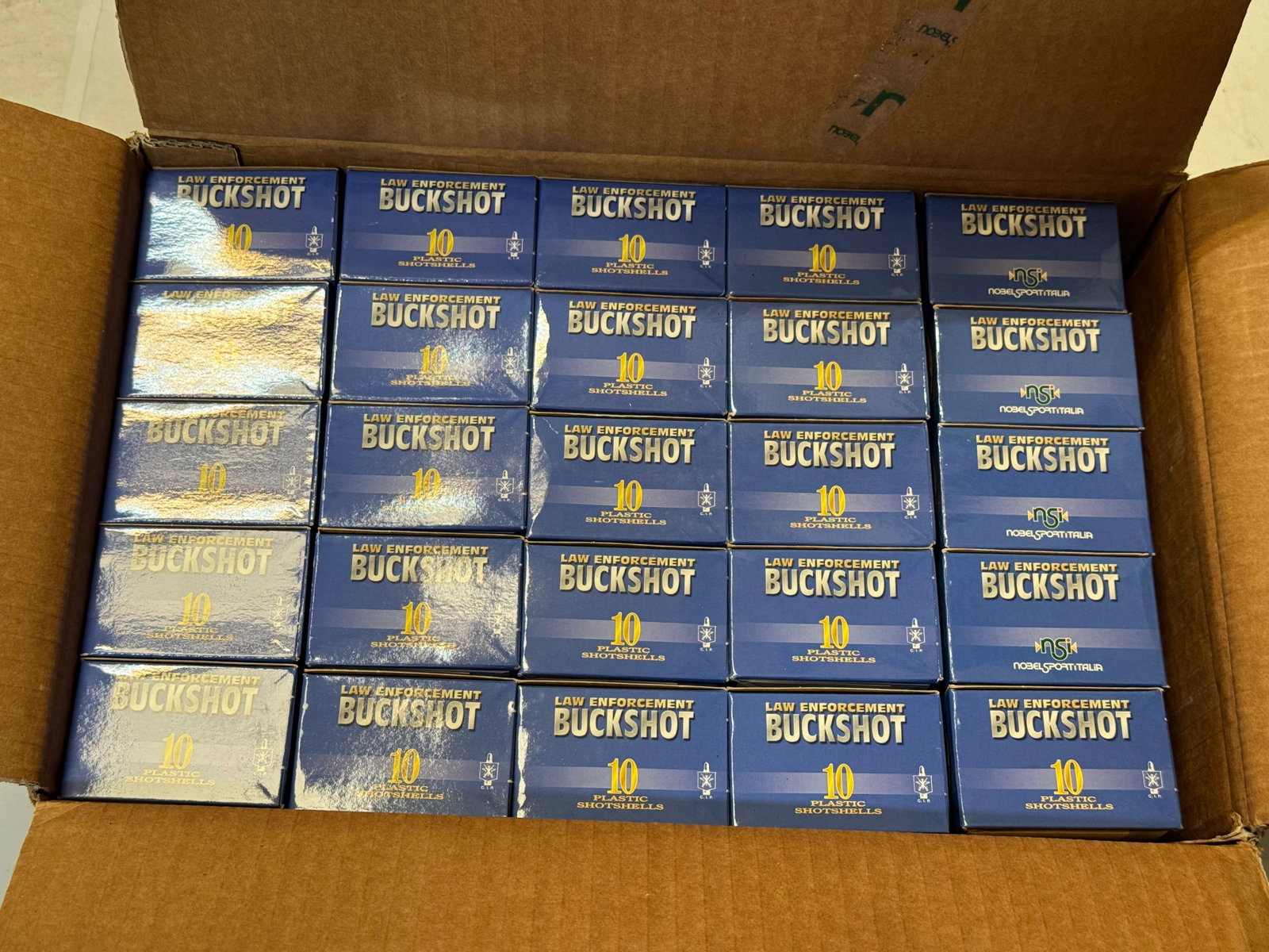 NOS 250rds. Of 12 GA. No. 4 BUCK Nobel Sport Le Buckshot Italian Ammunition in Sealed Case - 3