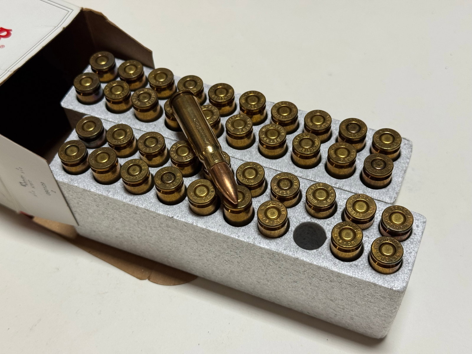 NIB 40rds. of 7.62x39mm 123gr. FMJ 123gr. FMJ Winchester Brass Ammunition - 2