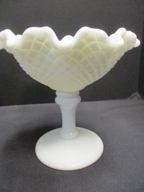 Vintage Milk Glass Compote and Footed Fruit Bowl - 2