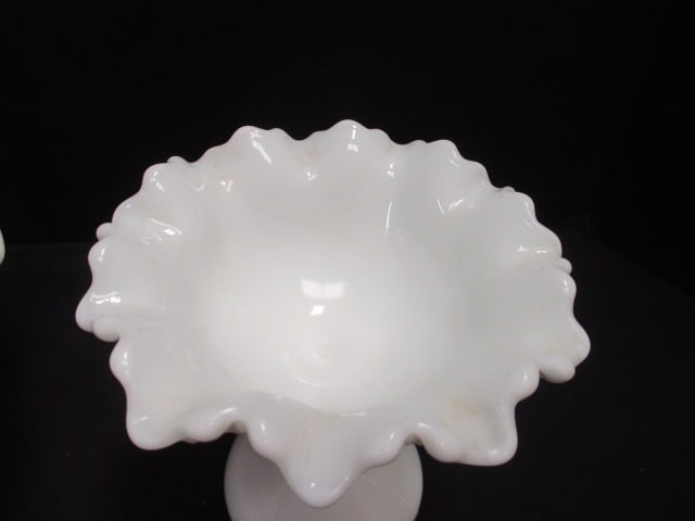 Vintage Milk Glass Compote and Footed Fruit Bowl - 3