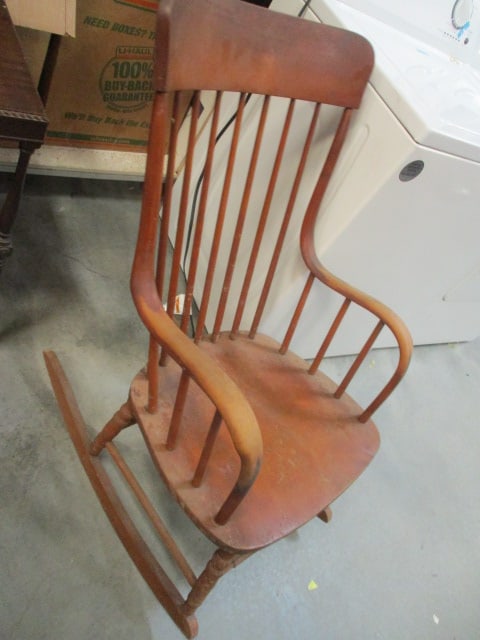 Vintage Spindle Back Wood Rocker - 2