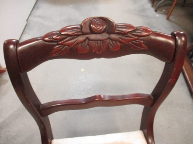 Vintage Duncan Phyfe Style Carved Wood and Upholstered Side Chair - 2