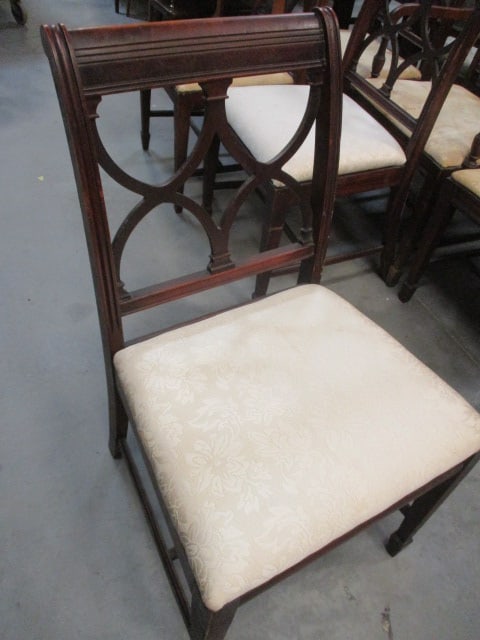 Set of 6 Vintage Chippendale Style Mahogany Dining Chairs with Upholstered Seats - 2
