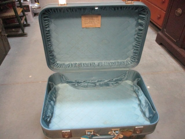 3 Vintage Blue Hardsided Suitcases - 4