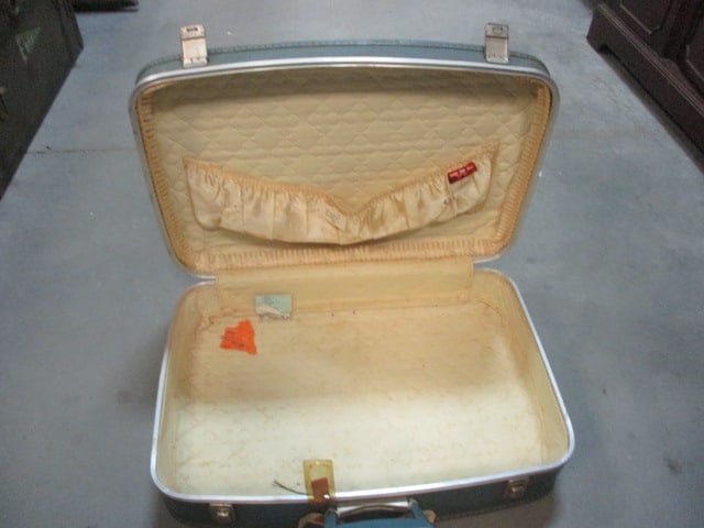 3 Vintage Blue Hardsided Suitcases - 5