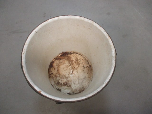 Vintage White Metal Bucket - 2