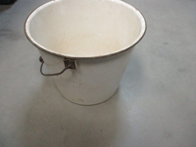 Vintage White Metal Bucket - 3