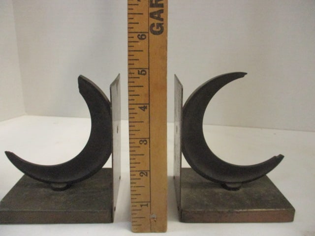 Pair of Mid Century Modern Half-Moon Metal Bookends - 7