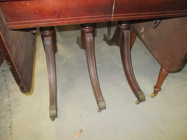Vintage Drop Leaf Dining Table with Claw Feet on Casters - 2