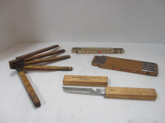 3 Vintage Lufkin Wood Extension Rulers and Fiske-Carter Construction Co. (1 of 6)