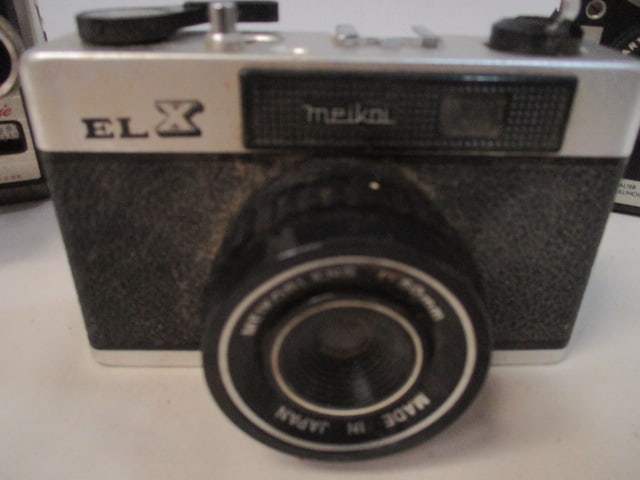 3 Vintage Cameras - Kodak Brownie Movie Camera, Spartus Press Flash - 2