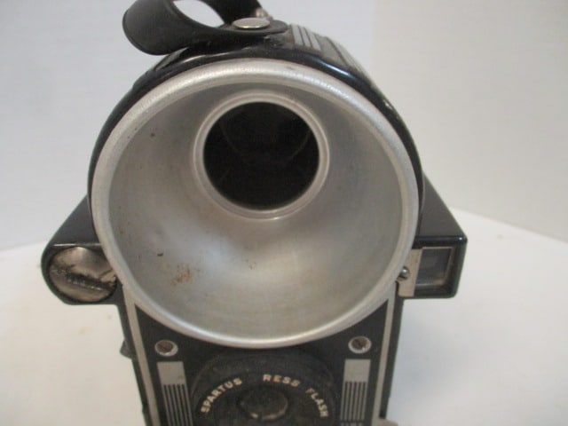 3 Vintage Cameras - Kodak Brownie Movie Camera, Spartus Press Flash - 7