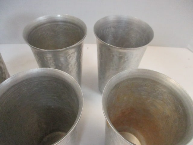 Vintage Italian Hammered Aluminum Pitcher and Glass Set - 2