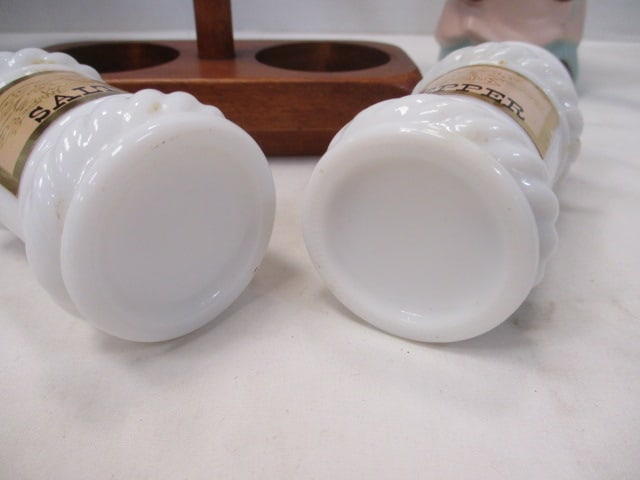 Grouping of Vintage Wood and Ceramic Kitchen Items - Salt & Pepper Shakers, - 3