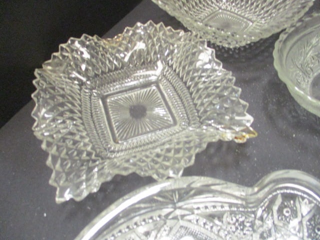 Grouping of Vintage Press Glassed Bowls, Platters, and Serving Pieces - 4