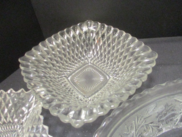 Grouping of Vintage Press Glassed Bowls, Platters, and Serving Pieces - 5