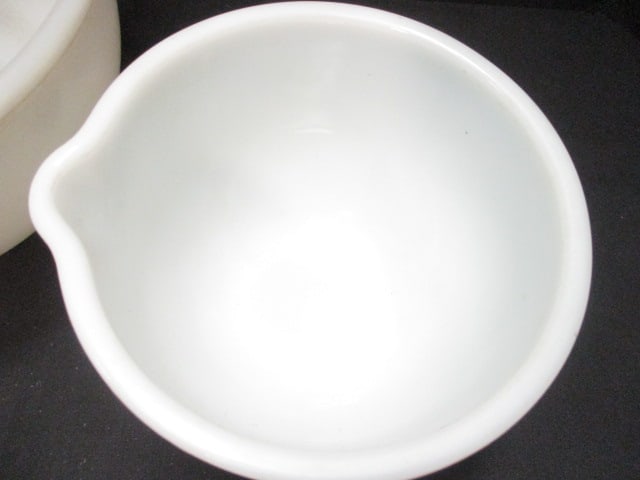 2 Vintage Sunbeam Milk Glass Mixing Bowls - 2