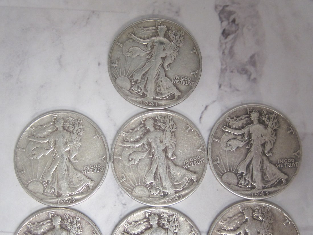 Lot of 10 Walking Liberty Half Dollars - 2