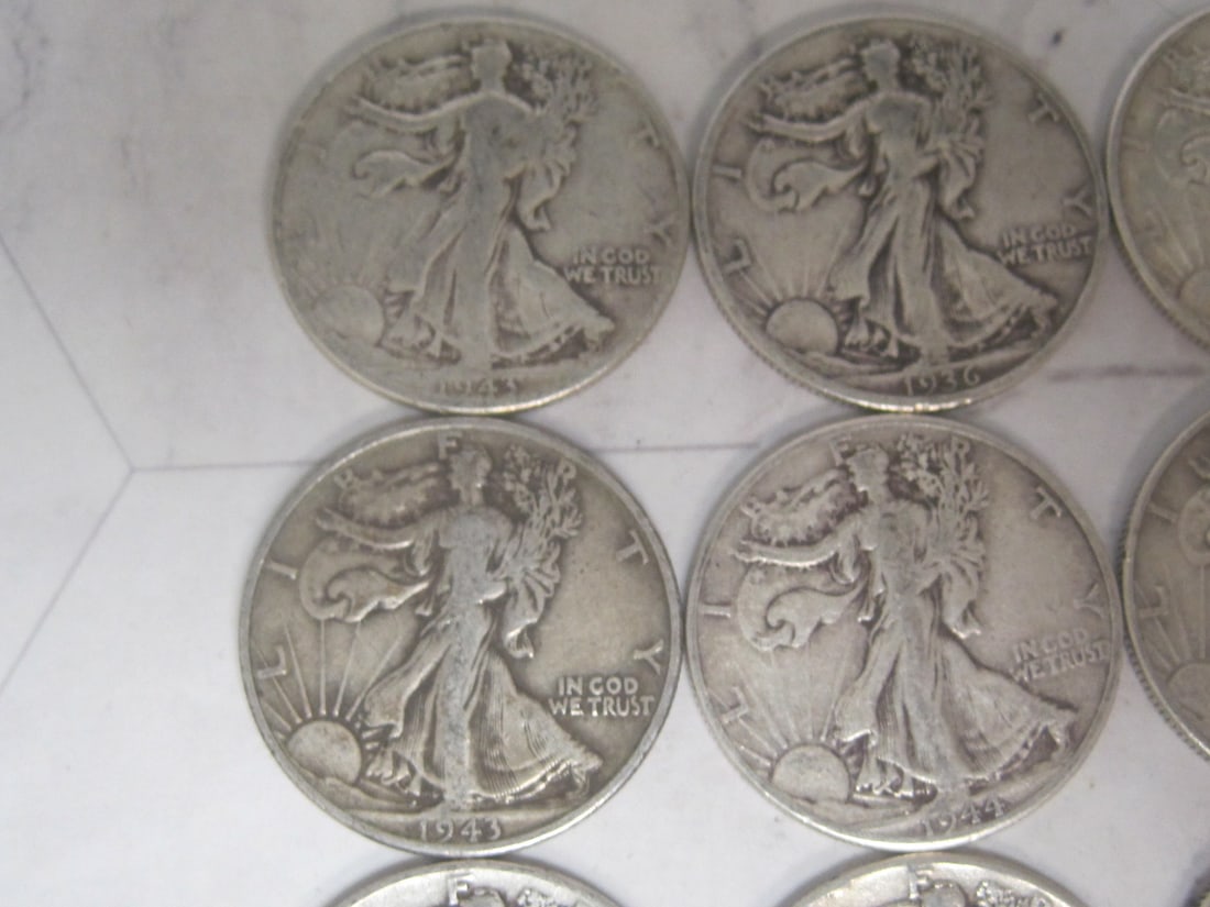 Lot of 9 Walking Liberty Half Dollars - 2