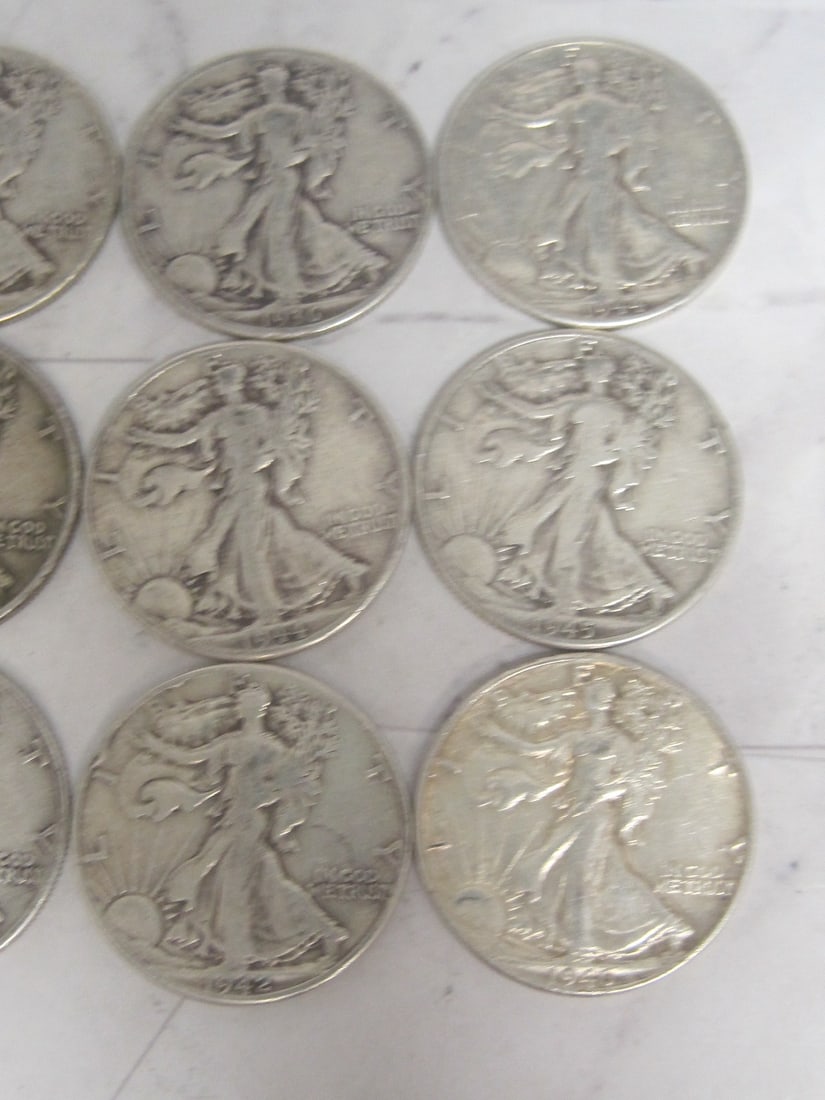 Lot of 9 Walking Liberty Half Dollars - 4