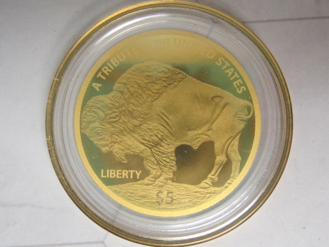 Lot of 2 2020 Cook Islands $5 Indian Head Buffalo Gold Coin - 3