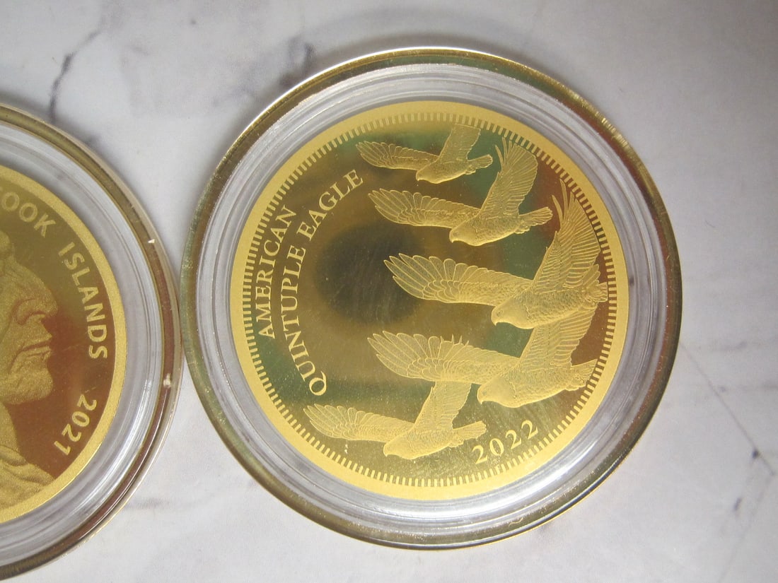 Lot of 2021 Cook Islands $5 Indian Head Buffalo Gold Coin - 3