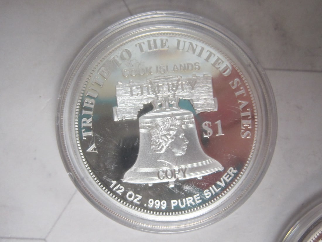 Lot of 3 1921-2021 $1 Cook Islands 1/2 Ounce .999 Pure Silver Coins - 3