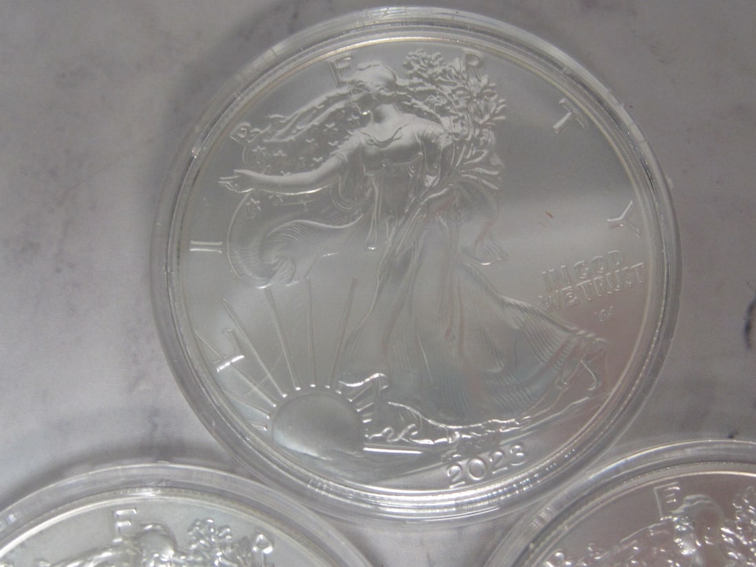 Lot of 5 2023 UNC. American Eagle One Ounce Fine Silver Dollars - 2