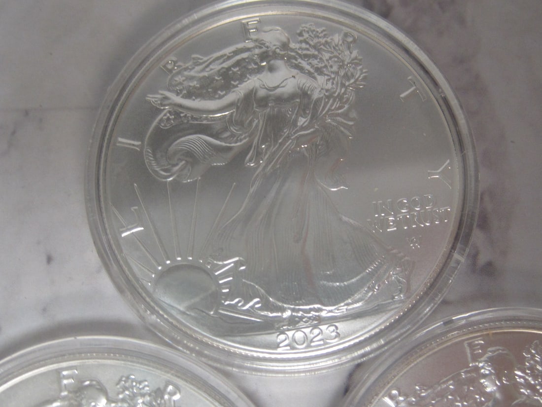 Lot of 5 2023 UNC. American Eagle One Ounce Fine Silver Dollars - 2