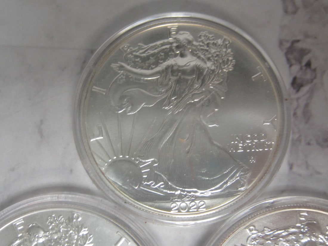 Lot of 5 2022 UNC. American Eagle One Ounce Fine Silver Dollars - 2
