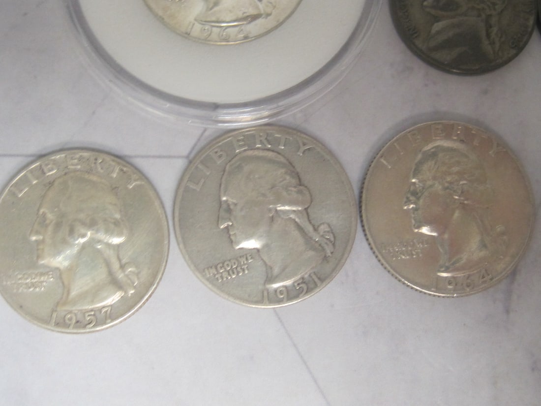 Lot of Coins, including Franklin Half Dollar, 4 Silver Quarters, & 2 Silver Nickels - 3