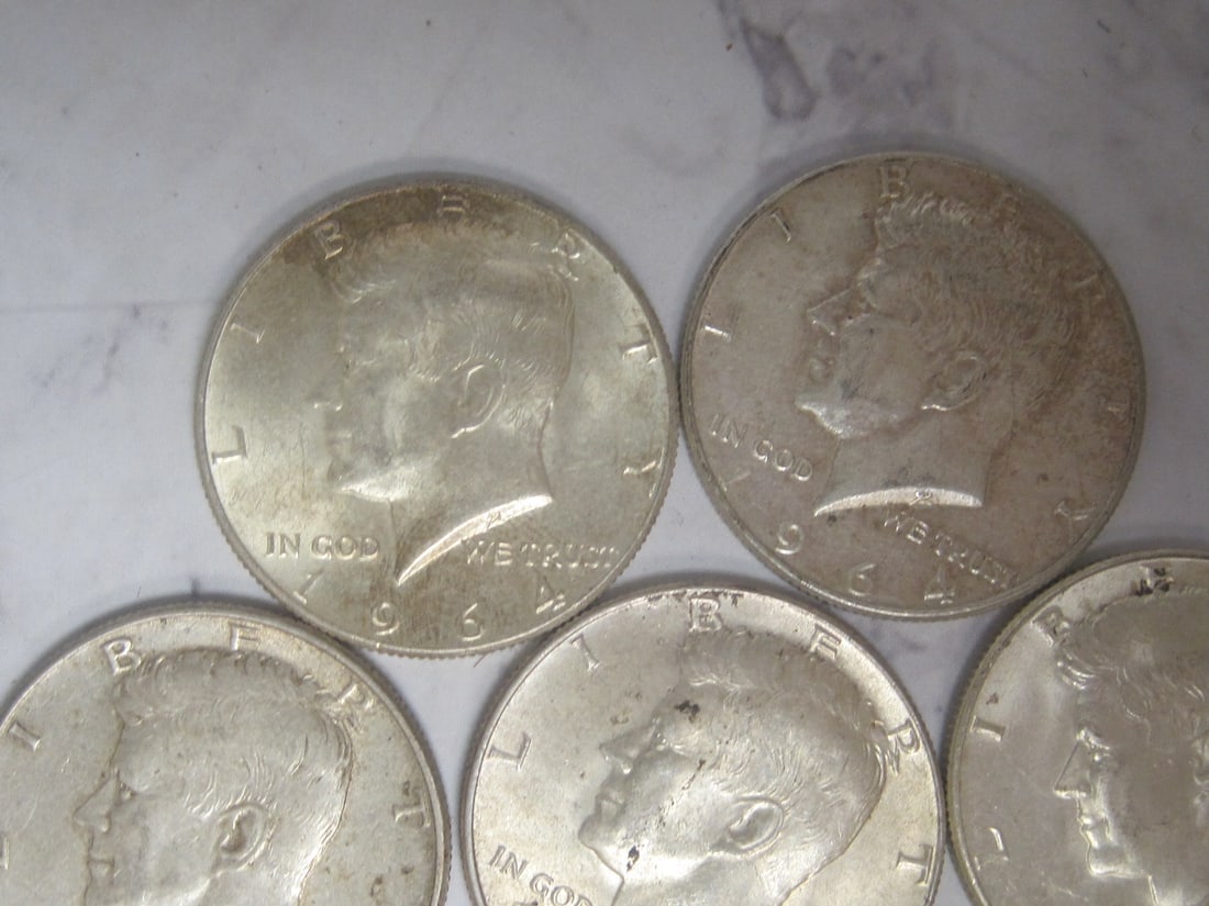 Lot of 9 1964 Kennedy Half Dollars - 2